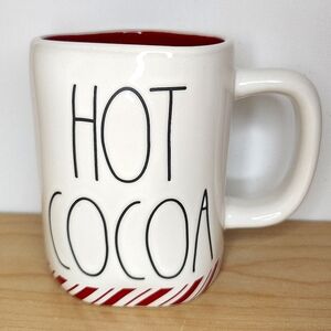 🆕️ Rae Dunn Hot Cocoa Peppermint Stripe Mug with Red Interior